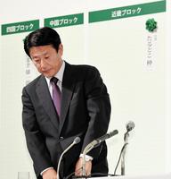 当選したものの冴えない表情の樽床伸二氏