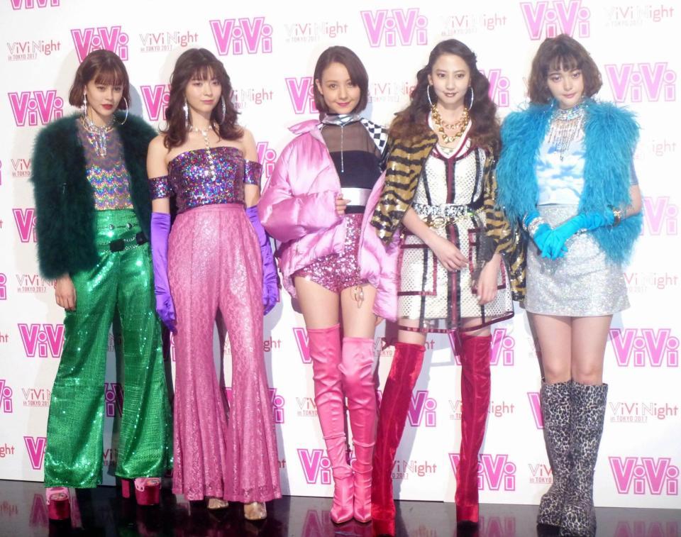 「ＶｉＶｉ　Ｎｉｇｈｔ　ｉｎ　Ｔｏｋｙｏ」に出演した（左から）ｅｍｍａ、八木アリサ、トリンドル玲奈、河北麻友子、玉城ティナ＝都内
