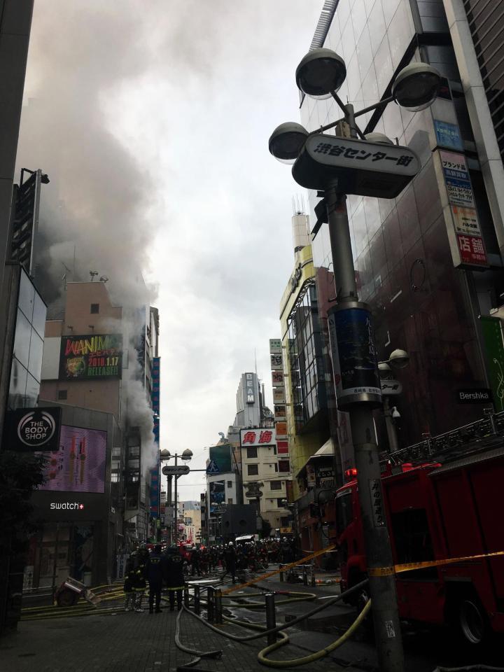 火事が発生した現場＝東京・渋谷