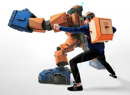 　「ニンテンドースイッチ」と組み合わせて遊ぶ段ボール製の工作キット「ニンテンドーラボ」の「ロボットキット」のイメージ