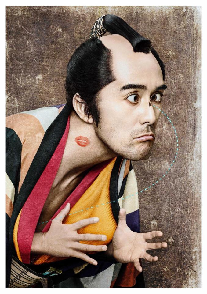 　阿部寛がコミカルに浮世絵を表現した「のみとり侍」のポスター