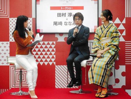 伊勢志摩のＰＲイベントに参加した田村淳（中央）＝東京・六本木