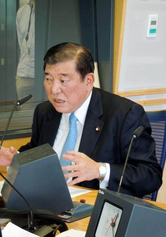 ２０日放送の文化放送「大竹まこと　ゴールデンラジオ！」の収録に参加した自民党の石破茂元幹事長（文化放送提供）