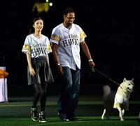 　イベントに上戸彩とダンテ・カーヴァーと登場した初代お父さん犬のカイくん