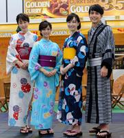 イベントに登場したＴＢＳ新人アナの（左から）良原安美アナ、田村真子アナ、宇賀神メグアナ、小林廣輝アナ＝ＴＢＳ