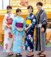 　イベントに登場したＴＢＳ新人アナの（左から）良原安美アナ、田村真子アナ、宇賀神メグアナ、小林廣輝アナ＝ＴＢＳ