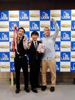 「お笑いハーベスト大賞」を制したハナコの（左から）菊田竜大、秋山寛貴、岡部大＝東京・全電通ホール