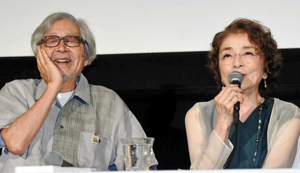 　「男はつらいよ」５０周年プロジェクト発表会で思いを語る倍賞千恵子（右）と山田洋次監督＝都内