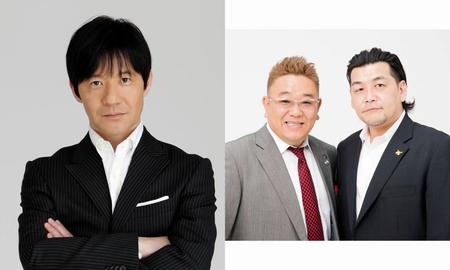 日本テレビの新番組「ＴＨＥ突破ファイル」の司会を務める内村光良（左）とレギュラー解答者のサンドウィッチマン
