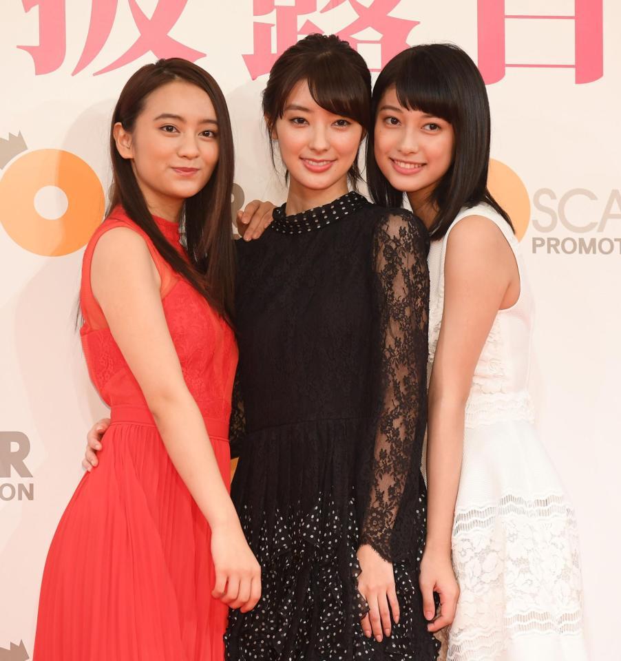 “女優宣言”した（左から）岡田結実、宮本茉由、玉田志織、＝東京・ザ・キャピトルホテル東急（撮影・金田祐二）