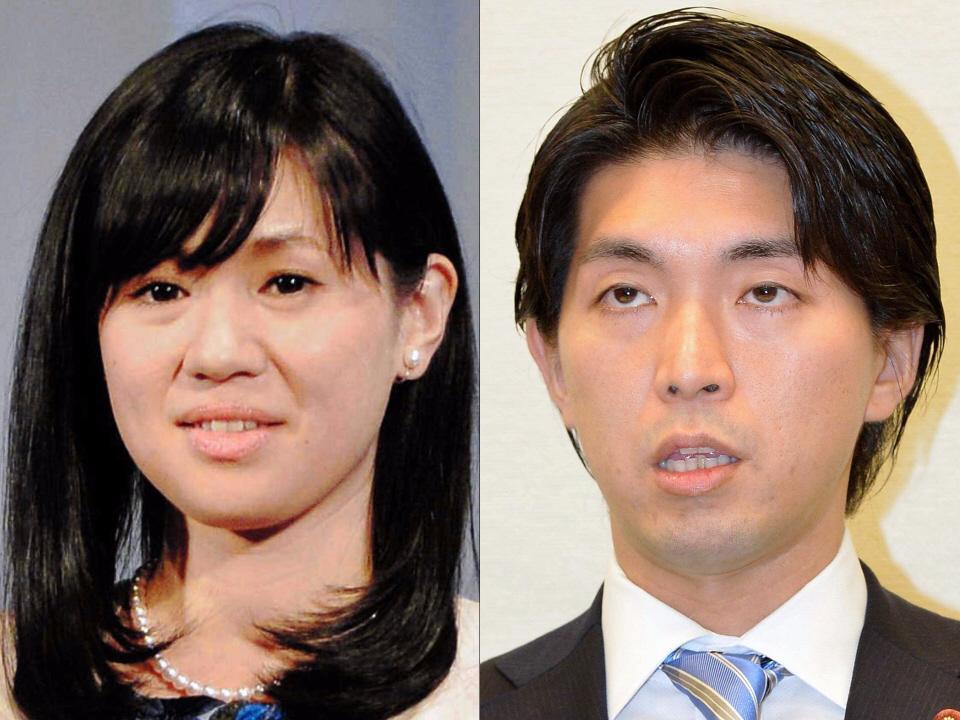 　上西小百合（左）と宮崎謙介氏