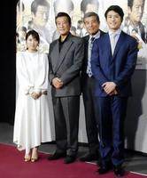 「クロスロード３」に出演する（左から）志田未来、神田正輝、舘ひろし、神田穣＝東京・ＮＨＫ