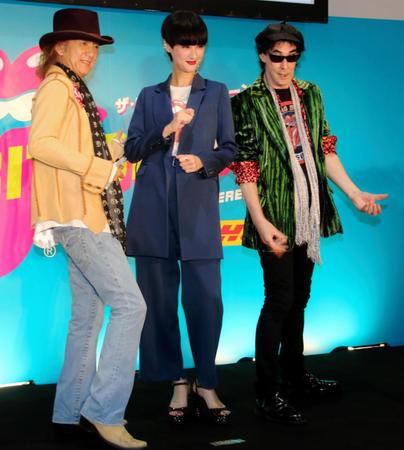ストーンズ愛を語った（左から） Ｃｈａｒ、シシド・カフカ、鮎川誠＝東京・ＴＯＣメッセ