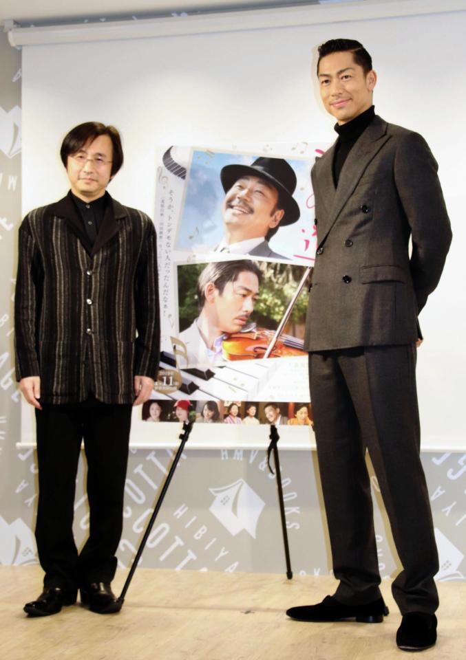 主演映画の撮影を振り返ったＡＫＩＲＡ（右）と音楽を担当した和田薫氏＝東京・日比谷