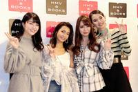 沖縄での撮影を振り返った（左から）松川菜々花、遠山茜子、みうらうみ、黒木麗奈＝東京・渋谷