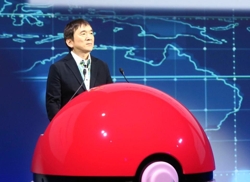 ゲームアプリ「ポケモンスリープ」のリリースを発表するポケモンの石原恒和社長＝東京都渋谷区