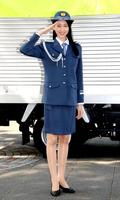 警察の制服をりりしく着こなす是永瞳＝東京・光が丘公園