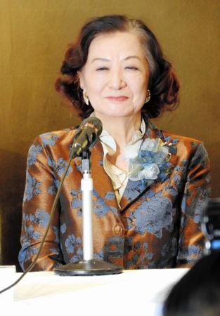 会見に出席した小山明子＝東京・日本外国特派員協会