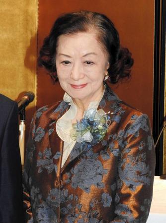 　会見に出席した小山明子＝東京・日本外国特派員協会