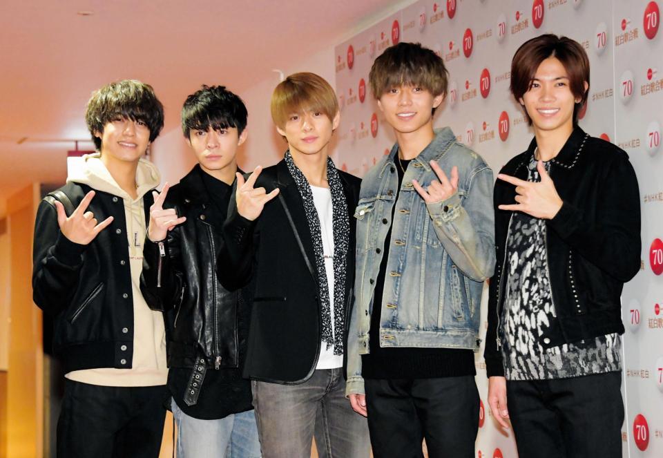 第７０回紅白歌合戦に出場するＫｉｎｇ＆Ｐｒｉｎｃｅ（左から）高橋海人、岸優太、平野紫耀、永瀬廉、神宮寺勇太＝ＮＨＫホール（撮影・堀内翔）