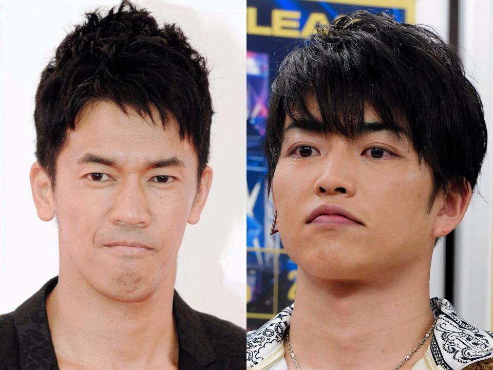 武井壮（左）とＤＡ　ＰＵＭＰのＫＥＮＺＯ