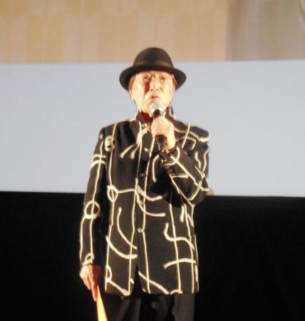 映画「嘘八百　京町ロワイヤル」の上映会でトークショーを行った浜村淳＝大阪・あべのアポロシネマ