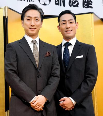 　１月２０日に「明治座　三月花形歌舞伎」の制作発表に登壇した中村七之助（左）と中村勘九郎