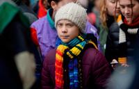 　地球温暖化防止のための集会に参加するスウェーデンの環境活動家グレタ・トゥンベリさん＝６日、ブリュッセル（ロイター＝共同）