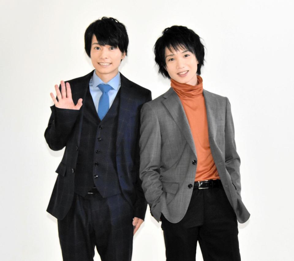 取材会を行った小澤廉（左）、植田圭輔＝東京・スタジオギア