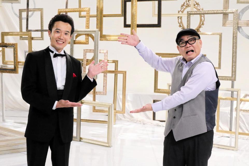 　「おうちで舞台～カンテレ劇場～」に出演する兵動大樹（右）と関西テレビ・川島壮雄アナウンサー