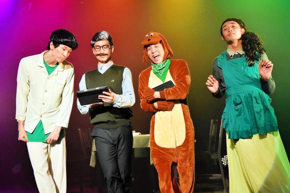 配信ライブ「ＮＡＭＡ！ＨＯ！ＳＨＯＷ！」のオンライン公開ゲネプロを行ったｓ＊＊ｔ　ｋｉｎｇｚの（左から）ＮＯＰＰＯ、Ｏｇｕｒｉ、ｋａｚｕｋｉ、ｓｈｏｊｉ