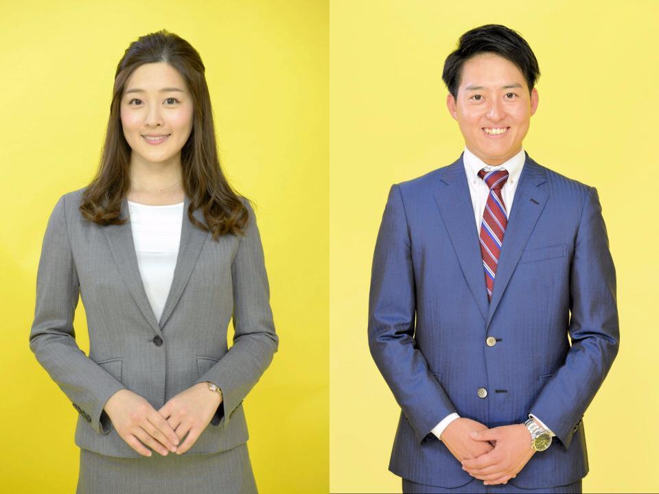 　結婚を発表した読売テレビの中村秀香アナ（左）と平松翔馬アナ