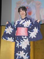 「ミス日本のゆかた２０２０グランプリ」１位の古川莉子＝東京都渋谷区のシダックスカルチャービレッジ（撮影・堀内翔）