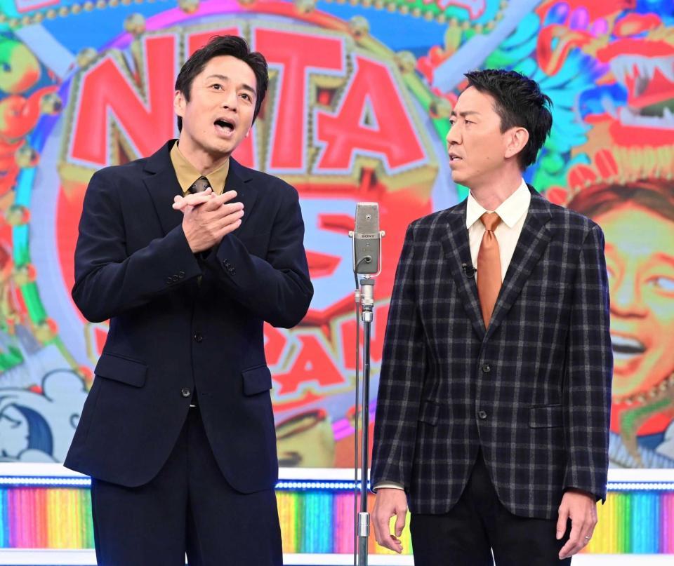 　２年ぶりにテレビでネタを披露するチュートリアルの徳井義実（左）と福田充徳