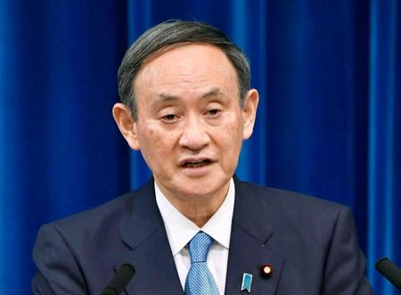 　年頭の記者会見をする菅首相