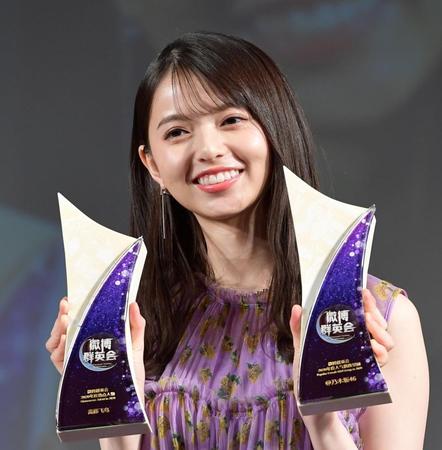 　２冠を獲得した乃木坂４６の齋藤飛鳥＝東京・白金台の八芳園（撮影・出月俊成）