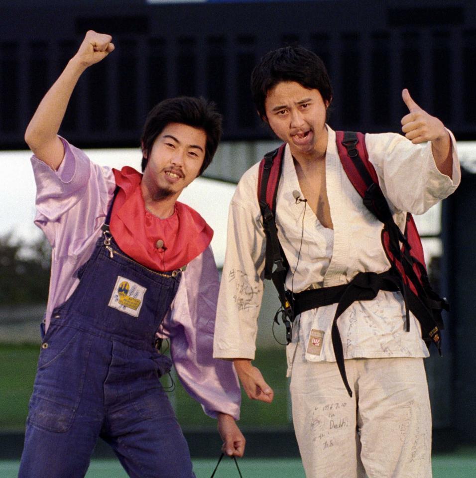 　森脇和成（左）と有吉弘行（１９９６年撮影）