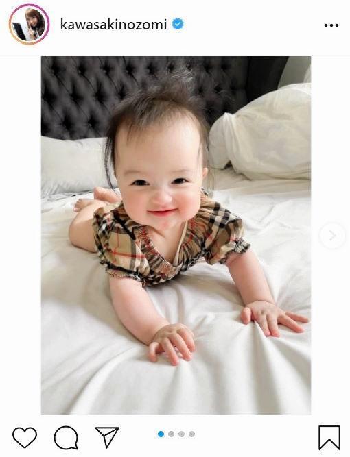 川崎希 美人ちゃんの愛娘がバーバリーのベビー服でハイハイ練習 芸能 デイリースポーツ Online