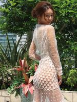 　大胆なシースルードレス姿を披露した加治ひとみ＝都内