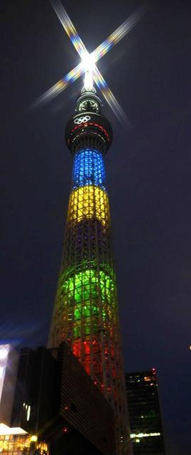 五色に染まる天空の塔 東京スカイツリーレーザーマッピング投影 芸能 デイリースポーツ Online