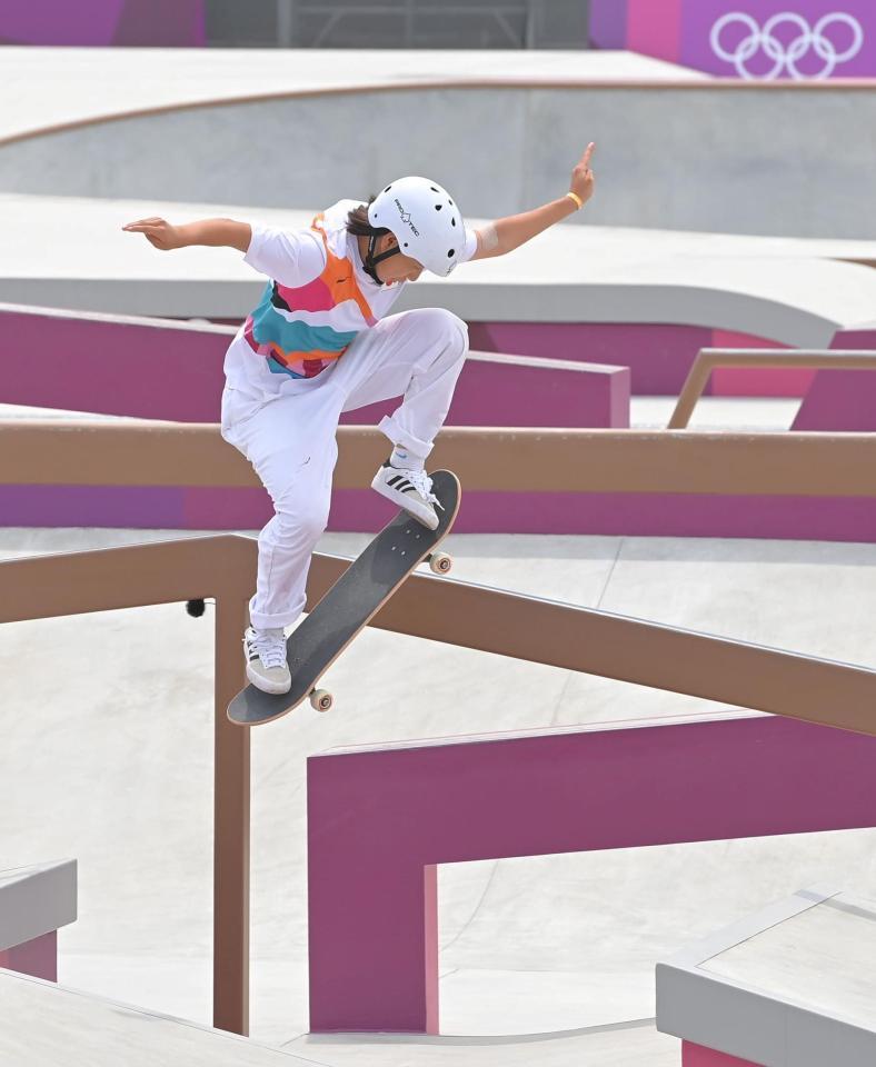 決勝で演技する西矢椛＝有明アーバンスポーツパーク（撮影・高部洋祐）