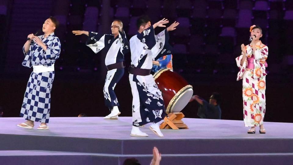 閉会式で演じられた東京音頭（撮影・堀内翔）