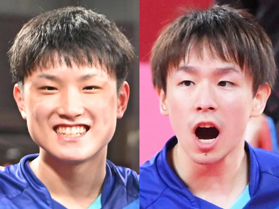 　張本智和（左）と丹羽孝希