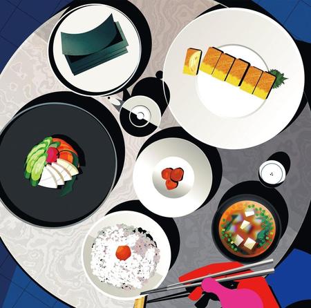 　桑田佳祐の新盤「ごはん味噌汁海苔お漬物卵焼きｆｅａｔ．梅干し」のジャケット