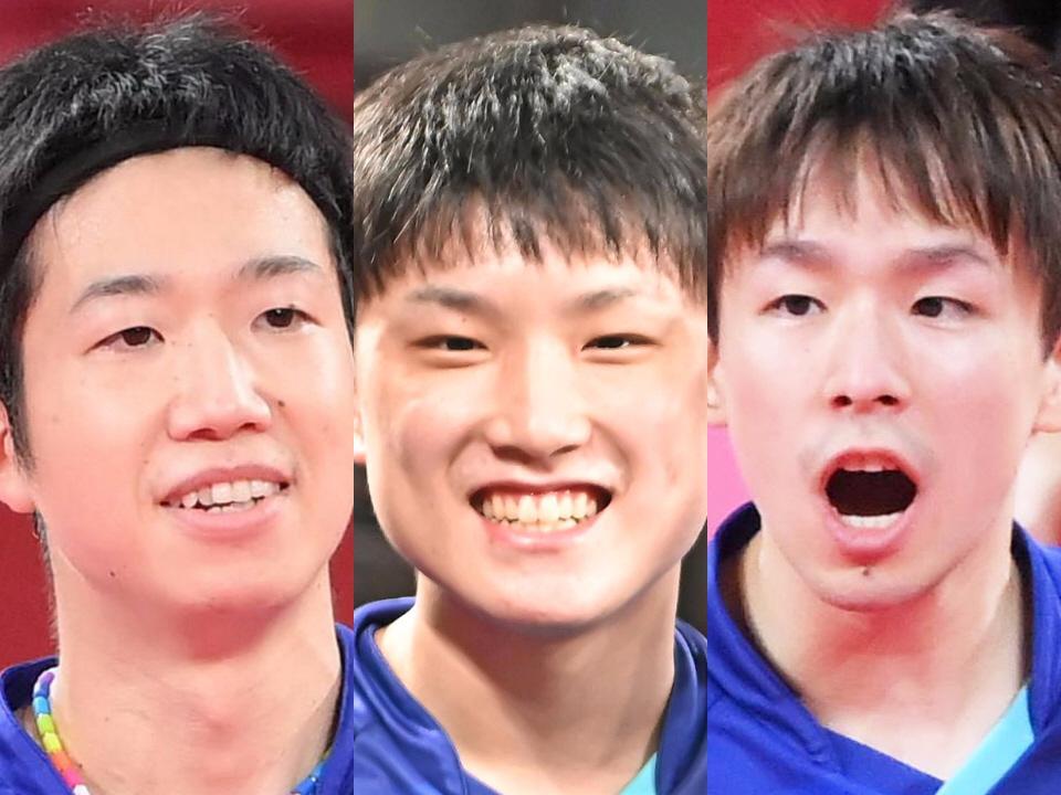 　（左から）水谷隼、張本智和、丹羽孝希