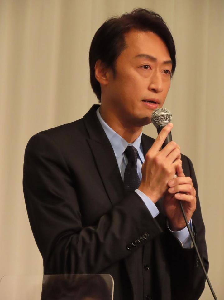 花柳章太郎の追悼公演「十月新派特別公演」の取材会に出席した喜多村緑郎＝都内