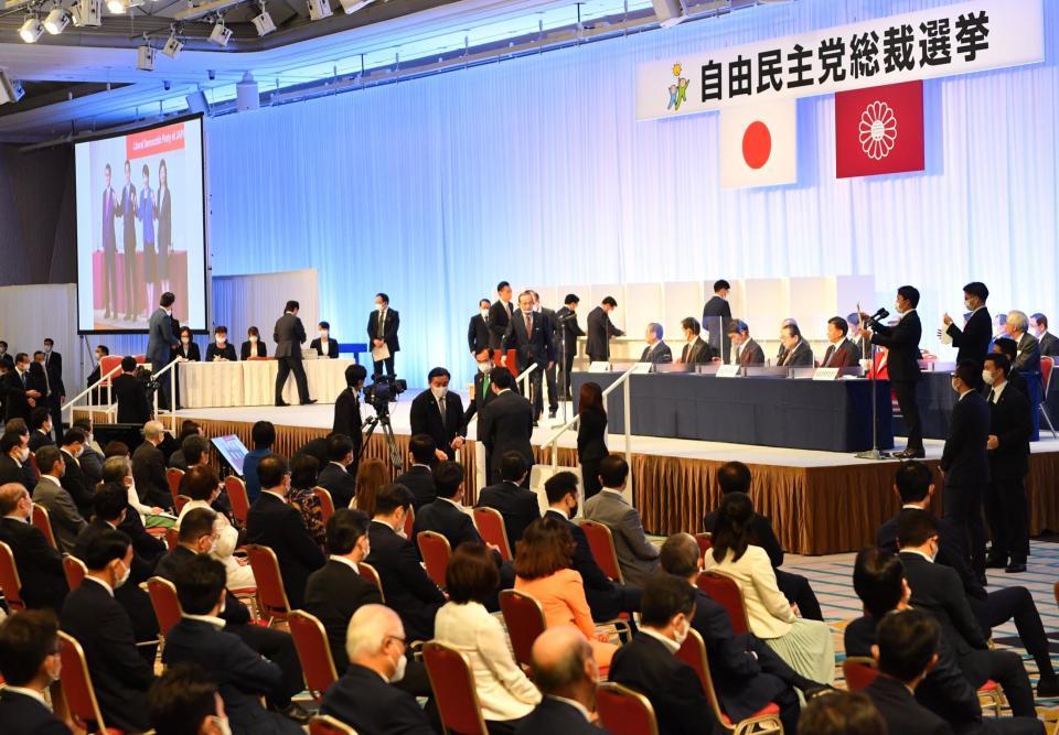 自民党総裁選の投票が行われた＝東京・グランドプリンスホテル新高輪（撮影・西岡正）