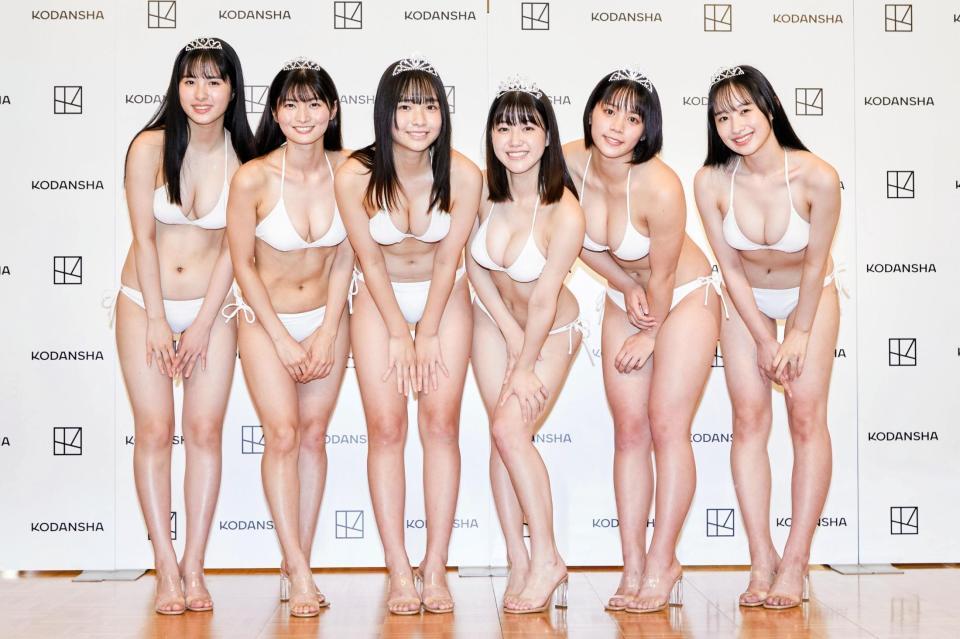 ミスマガジン２０２１の（左から）内藤花恋、大島璃乃、天野きき、和泉芳怜、山岡雅弥、辻優衣（Ｃ）ＫＯＤＡＮＳＨＡ