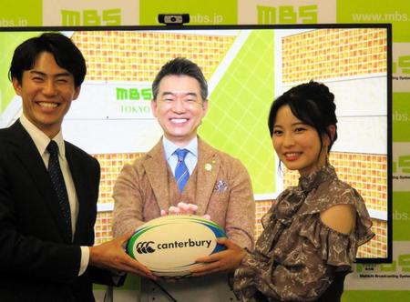 　リモートで会見に参加した橋下徹氏（中央）、左は三ツ廣政輝アナウンサー、右は木下彩音＝大阪・ＭＢＳ