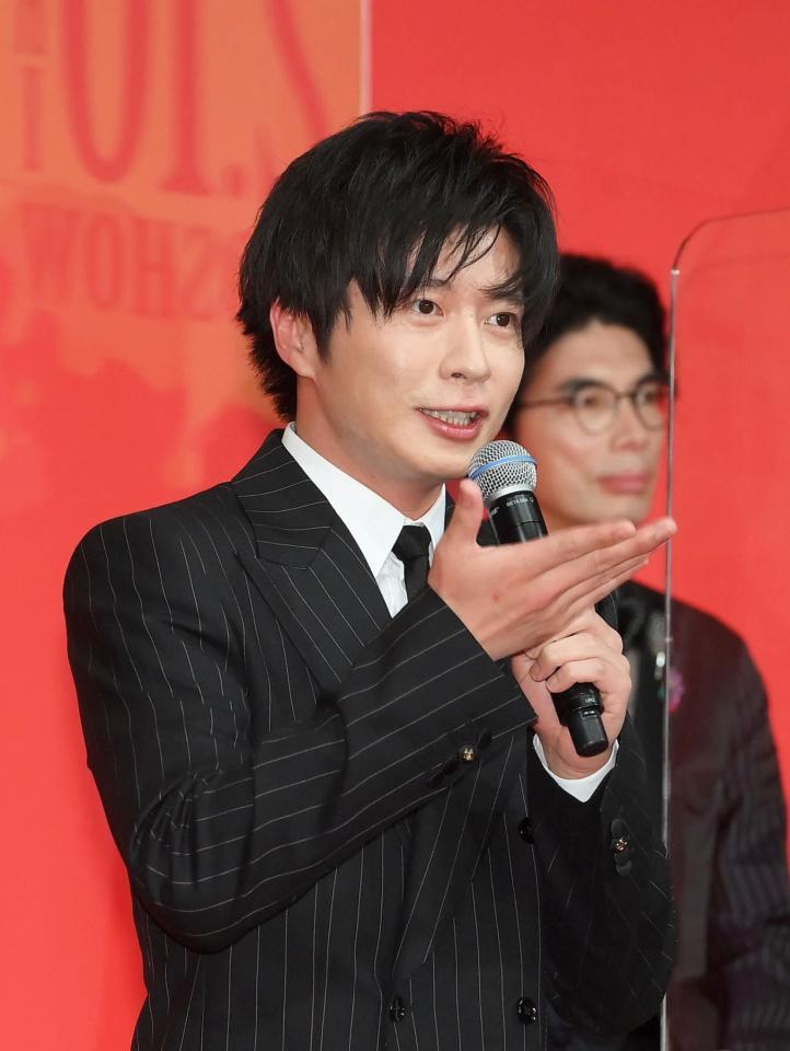 　「あなたの番です　劇場版」完成報告会に登場した田中圭＝東京・帝国ホテル（撮影・堀内翔）